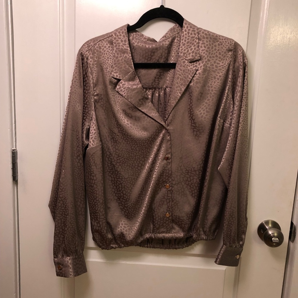 Animal Print Satin Blouse